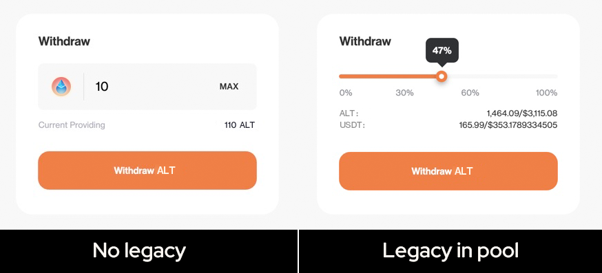 2 different withdraw forms